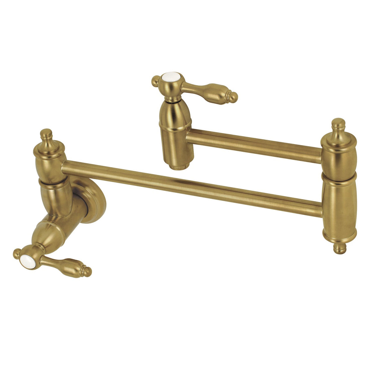 Tudor KS3107TAL Two-Handle 1-Hole Wall Mount Pot Filler, Brushed Brass