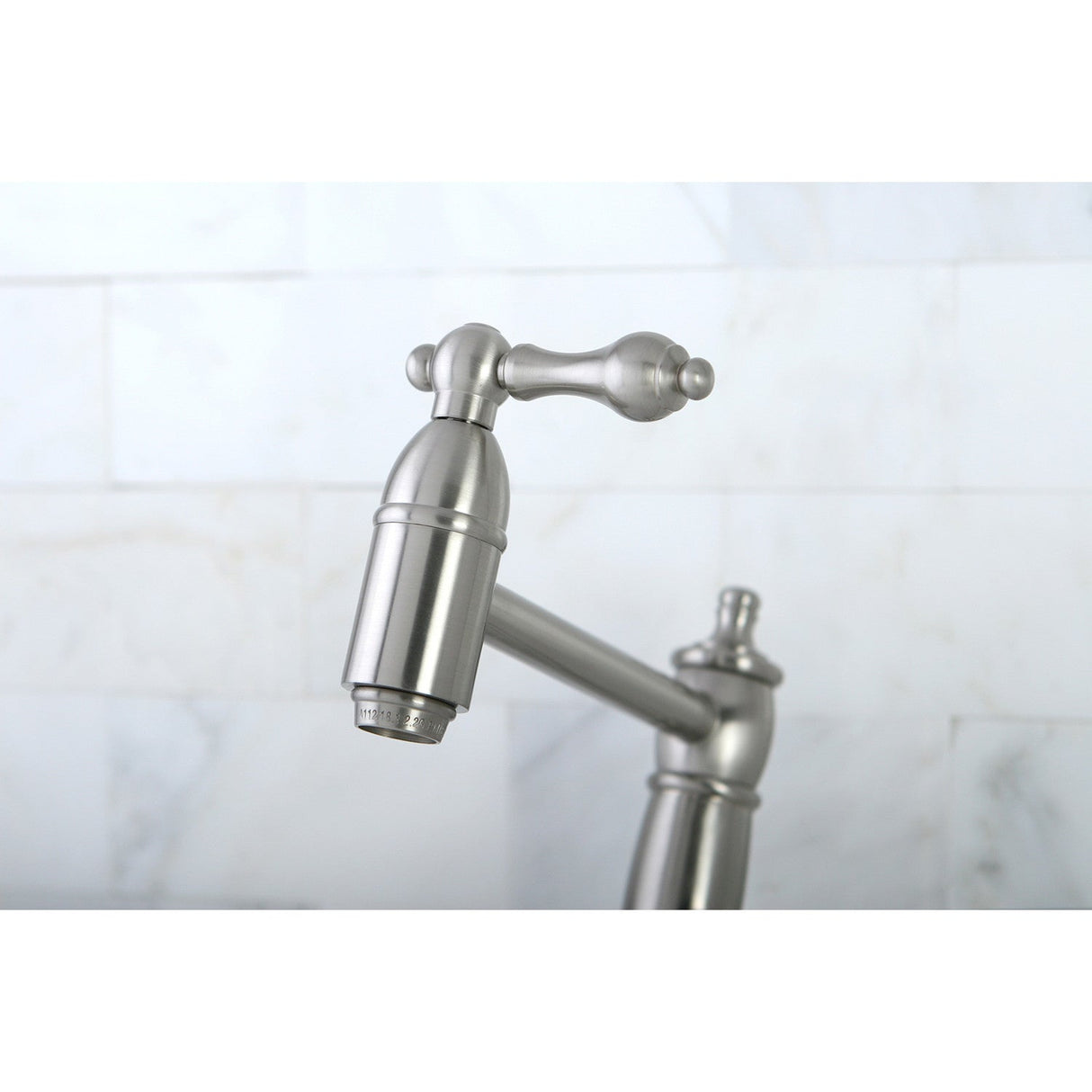 Restoration KS3108AL Two-Handle 1-Hole Wall Mount Pot Filler, Brushed Nickel