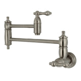 Restoration KS3108AL Two-Handle 1-Hole Wall Mount Pot Filler, Brushed Nickel