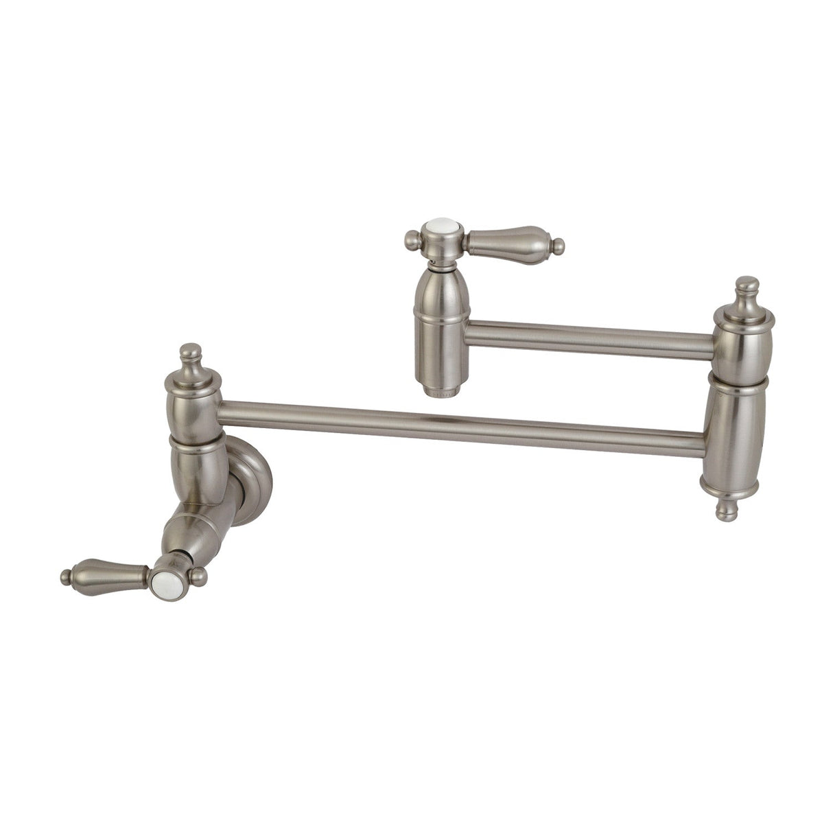 Heirloom KS3108BAL Two-Handle 1-Hole Wall Mount Pot Filler, Brushed Nickel