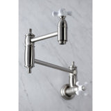 Restoration KS3108PX Two-Handle 1-Hole Wall Mount Pot Filler, Brushed Nickel