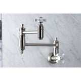 Restoration KS3108PX Two-Handle 1-Hole Wall Mount Pot Filler, Brushed Nickel