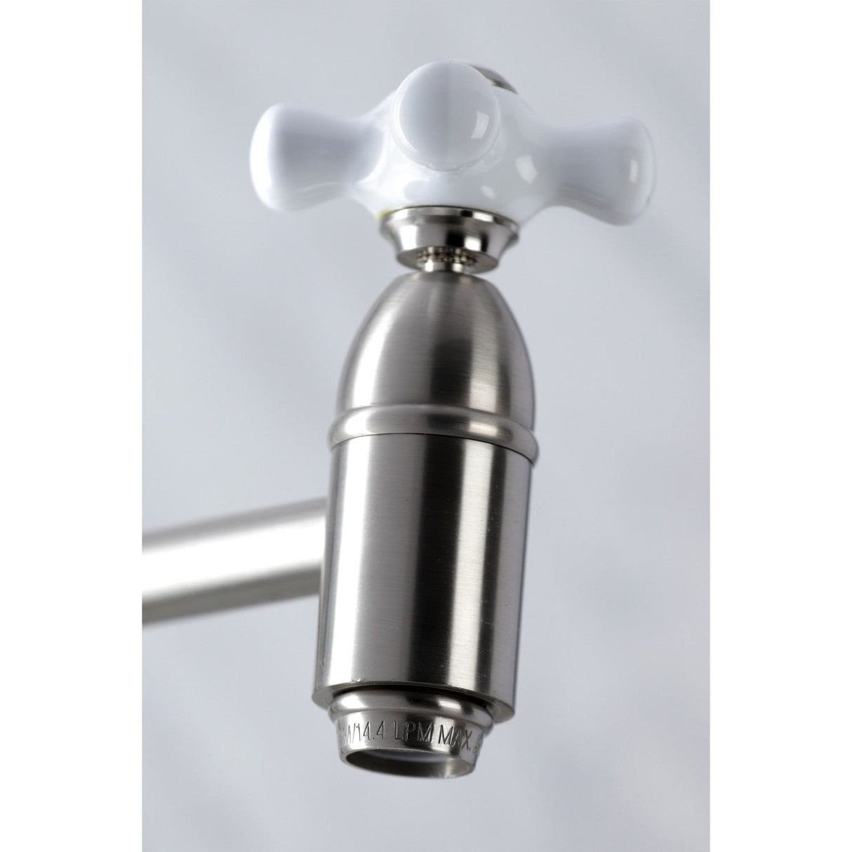 Restoration KS3108PX Two-Handle 1-Hole Wall Mount Pot Filler, Brushed Nickel