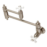 Restoration KS3108PX Two-Handle 1-Hole Wall Mount Pot Filler, Brushed Nickel