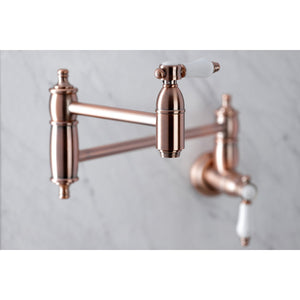 Bel-Air KS310BPLAC Two-Handle 1-Hole Wall Mount Pot Filler, Antique Copper
