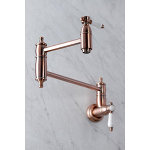 Bel-Air KS310BPLAC Two-Handle 1-Hole Wall Mount Pot Filler, Antique Copper