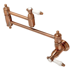 Bel-Air KS310BPLAC Two-Handle 1-Hole Wall Mount Pot Filler, Antique Copper