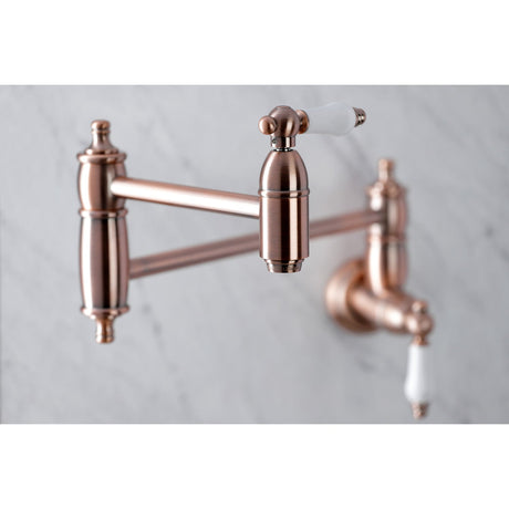 Restoration KS310PLAC Two-Handle 1-Hole Wall Mount Pot Filler, Antique Copper