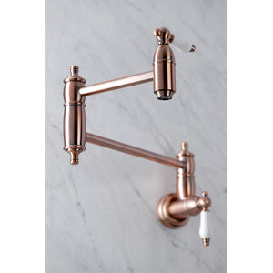 Restoration KS310PLAC Two-Handle 1-Hole Wall Mount Pot Filler, Antique Copper