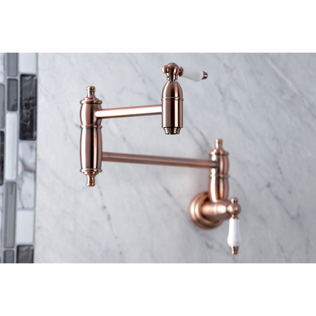 Restoration KS310PLAC Two-Handle 1-Hole Wall Mount Pot Filler, Antique Copper