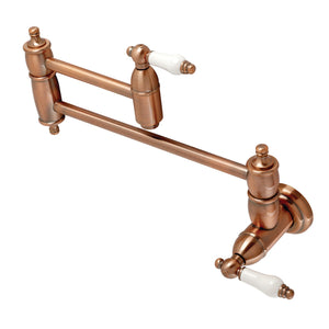 Restoration KS310PLAC Two-Handle 1-Hole Wall Mount Pot Filler, Antique Copper