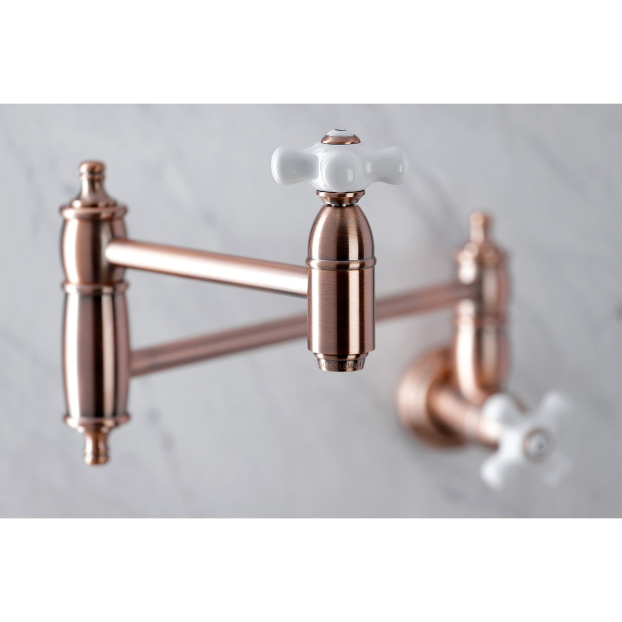 Restoration KS310PXAC Two-Handle 1-Hole Wall Mount Pot Filler, Antique Copper