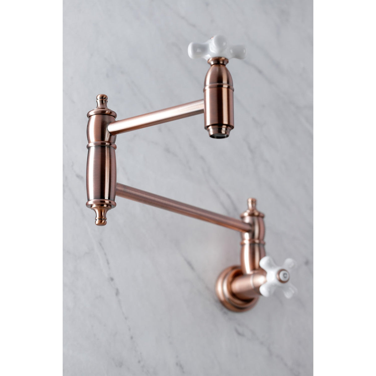 Restoration KS310PXAC Two-Handle 1-Hole Wall Mount Pot Filler, Antique Copper