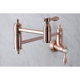 Tudor KS310TALAC Two-Handle 1-Hole Wall Mount Pot Filler, Antique Copper