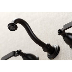 Whitaker KS3120KL Two-Handle 3-Hole Wall Mount Bathroom Faucet, Matte Black