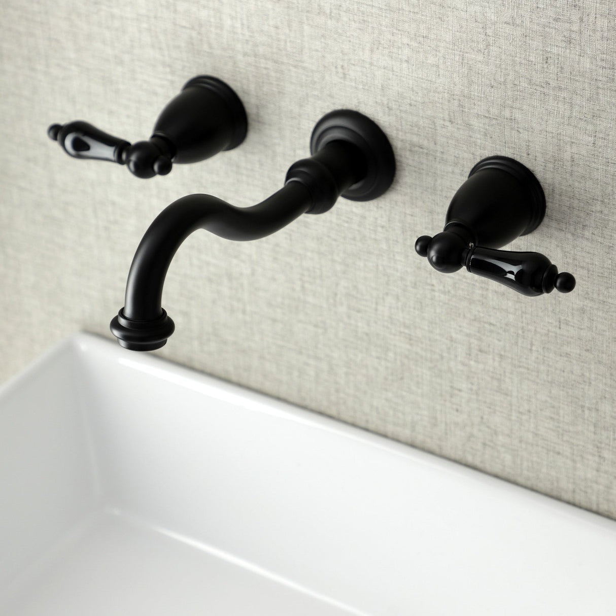 Duchess KS3120PKL Two-Handle Wall Mount Bathroom Faucet, Matte Black