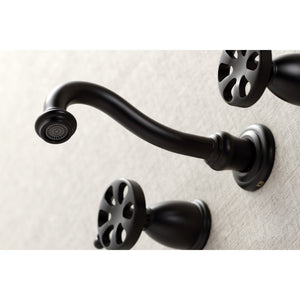 Belknap KS3120RX Two-Handle 3-Hole Wall Mount Bathroom Faucet, Matte Black