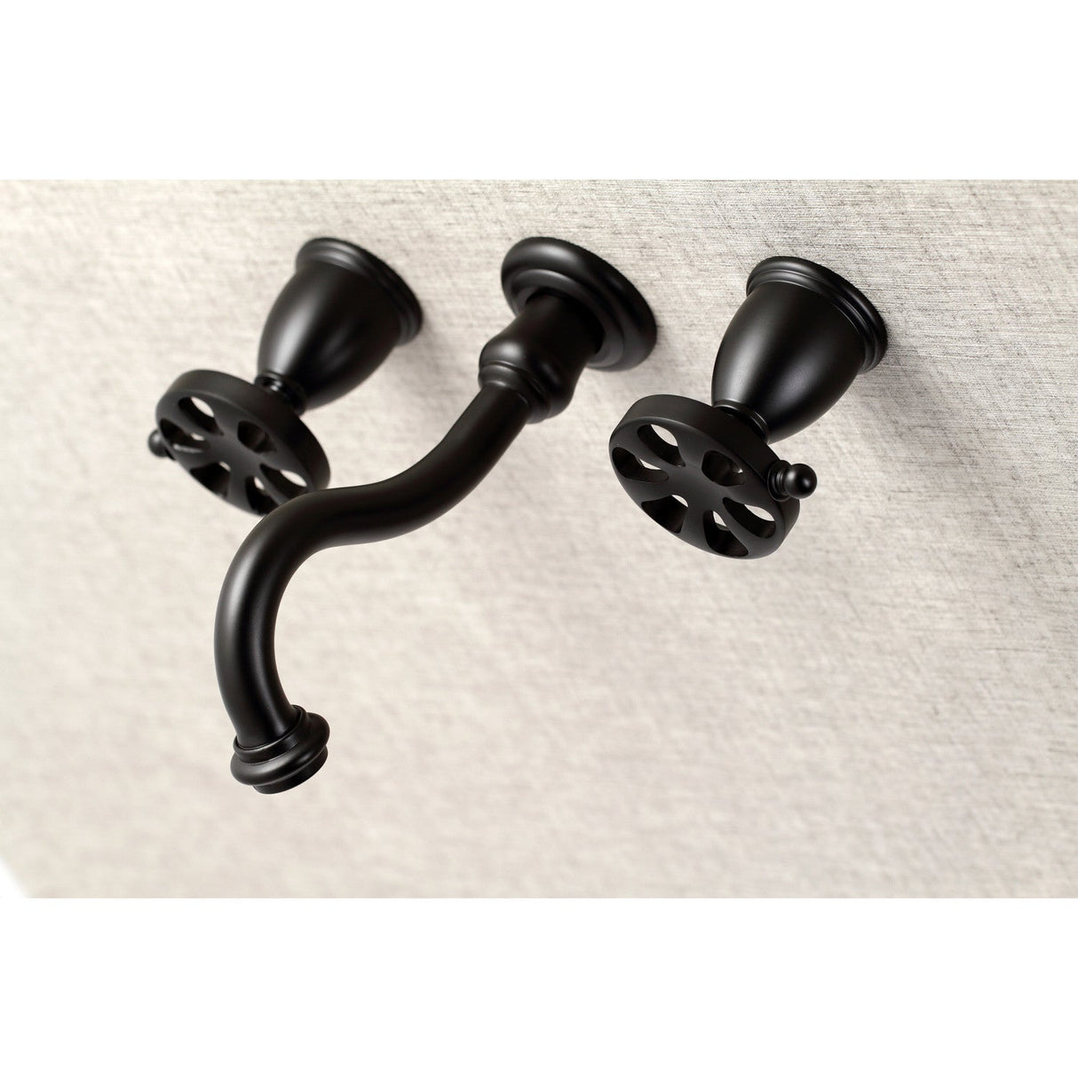 Belknap KS3120RX Two-Handle 3-Hole Wall Mount Bathroom Faucet, Matte Black