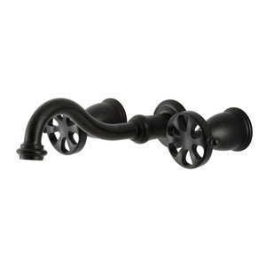 Belknap KS3120RX Two-Handle 3-Hole Wall Mount Bathroom Faucet, Matte Black