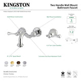 Vintage KS3121BL Two-Handle 3-Hole Wall Mount Bathroom Faucet, Polished Chrome