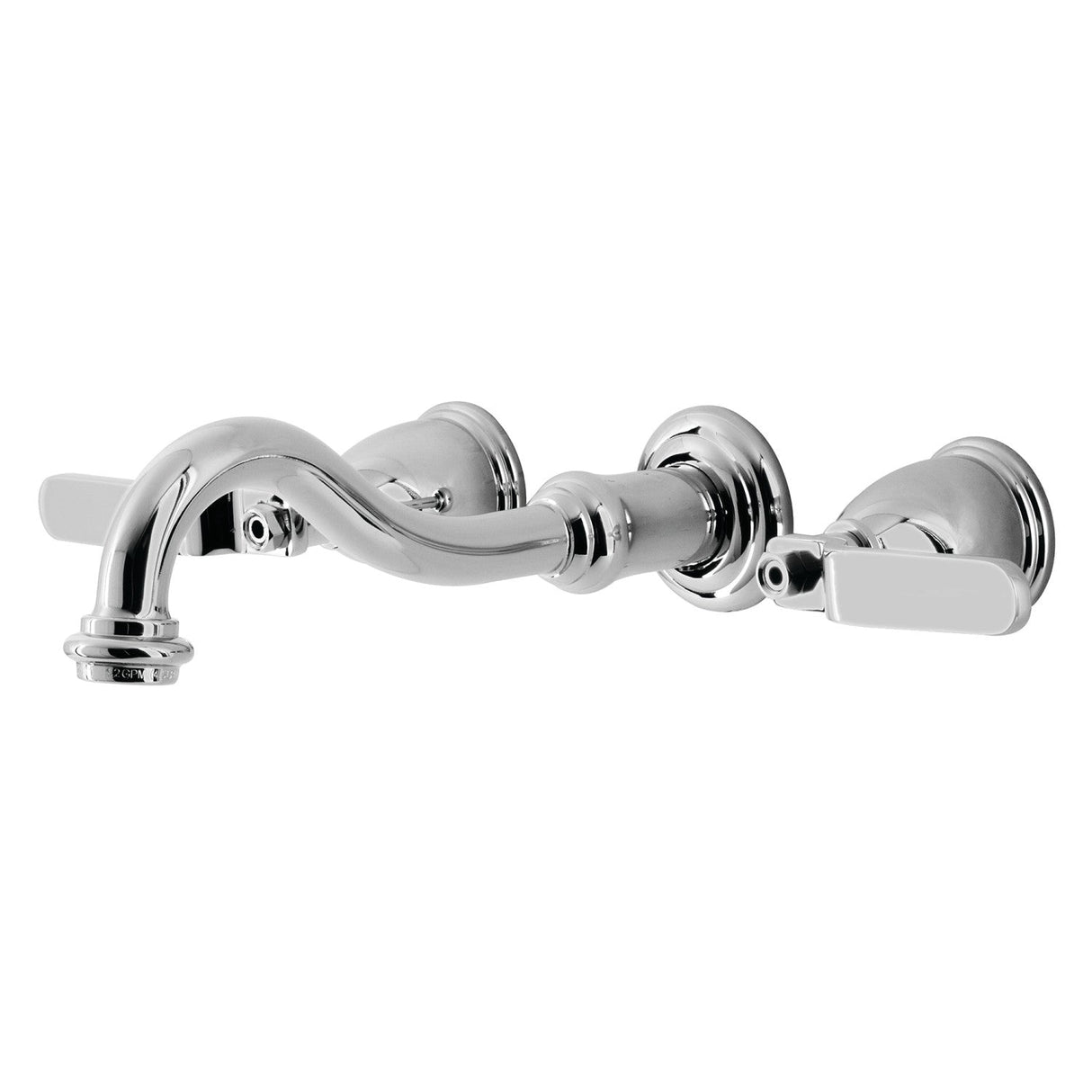 Whitaker KS3121KL Two-Handle 3-Hole Wall Mount Bathroom Faucet, Polished Chrome