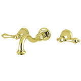 Vintage KS3122AL Two-Handle 3-Hole Wall Mount Bathroom Faucet, Polished Brass