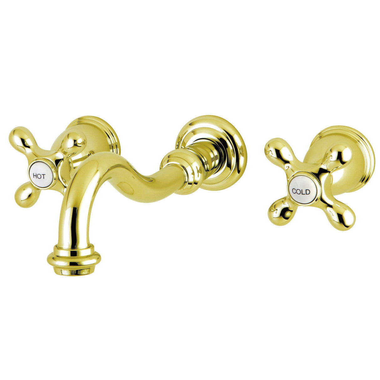Vintage KS3122AX Two-Handle 3-Hole Wall Mount Bathroom Faucet, Polished Brass