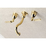 Whitaker KS3122KL Two-Handle 3-Hole Wall Mount Bathroom Faucet, Polished Brass