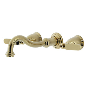 Whitaker KS3122KL Two-Handle 3-Hole Wall Mount Bathroom Faucet, Polished Brass