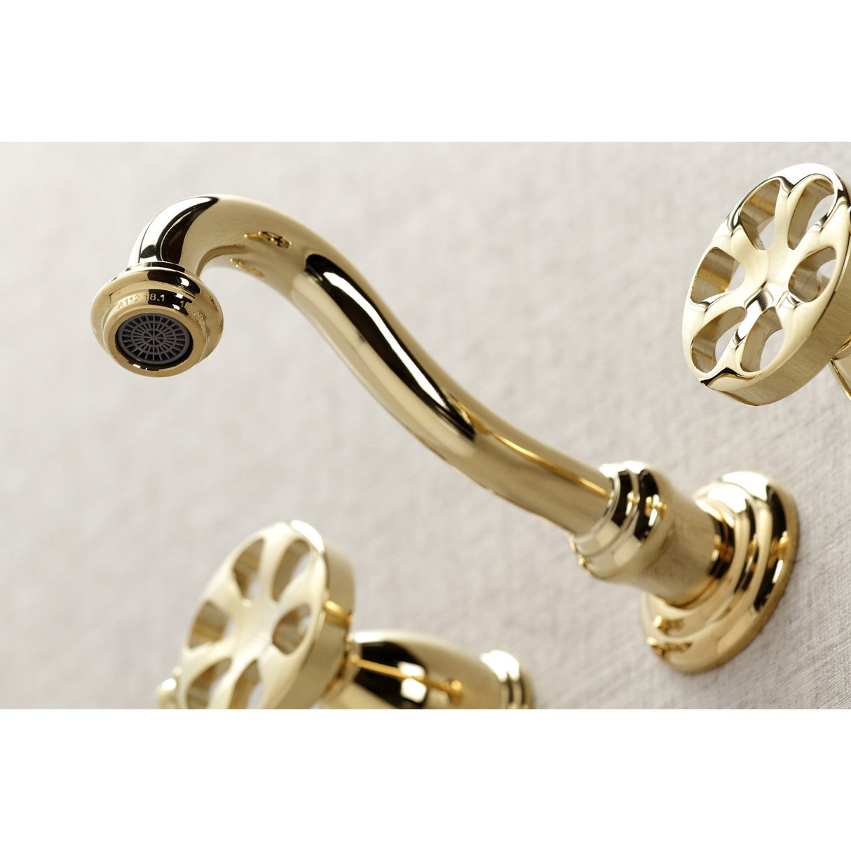 Belknap KS3122RX Two-Handle 3-Hole Wall Mount Bathroom Faucet, Polished Brass