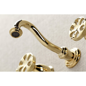 Belknap KS3122RX Two-Handle 3-Hole Wall Mount Bathroom Faucet, Polished Brass