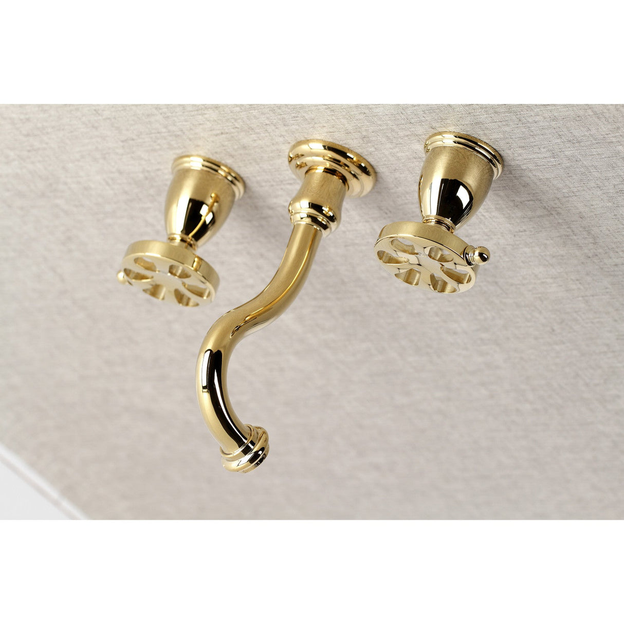 Belknap KS3122RX Two-Handle 3-Hole Wall Mount Bathroom Faucet, Polished Brass