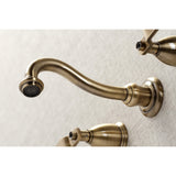 Whitaker KS3123KL Two-Handle 3-Hole Wall Mount Bathroom Faucet, Antique Brass