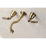 Whitaker KS3123KL Two-Handle 3-Hole Wall Mount Bathroom Faucet, Antique Brass