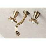 Hamilton KS3123NX Two-Handle 3-Hole Wall Mount Bathroom Faucet, Antique Brass