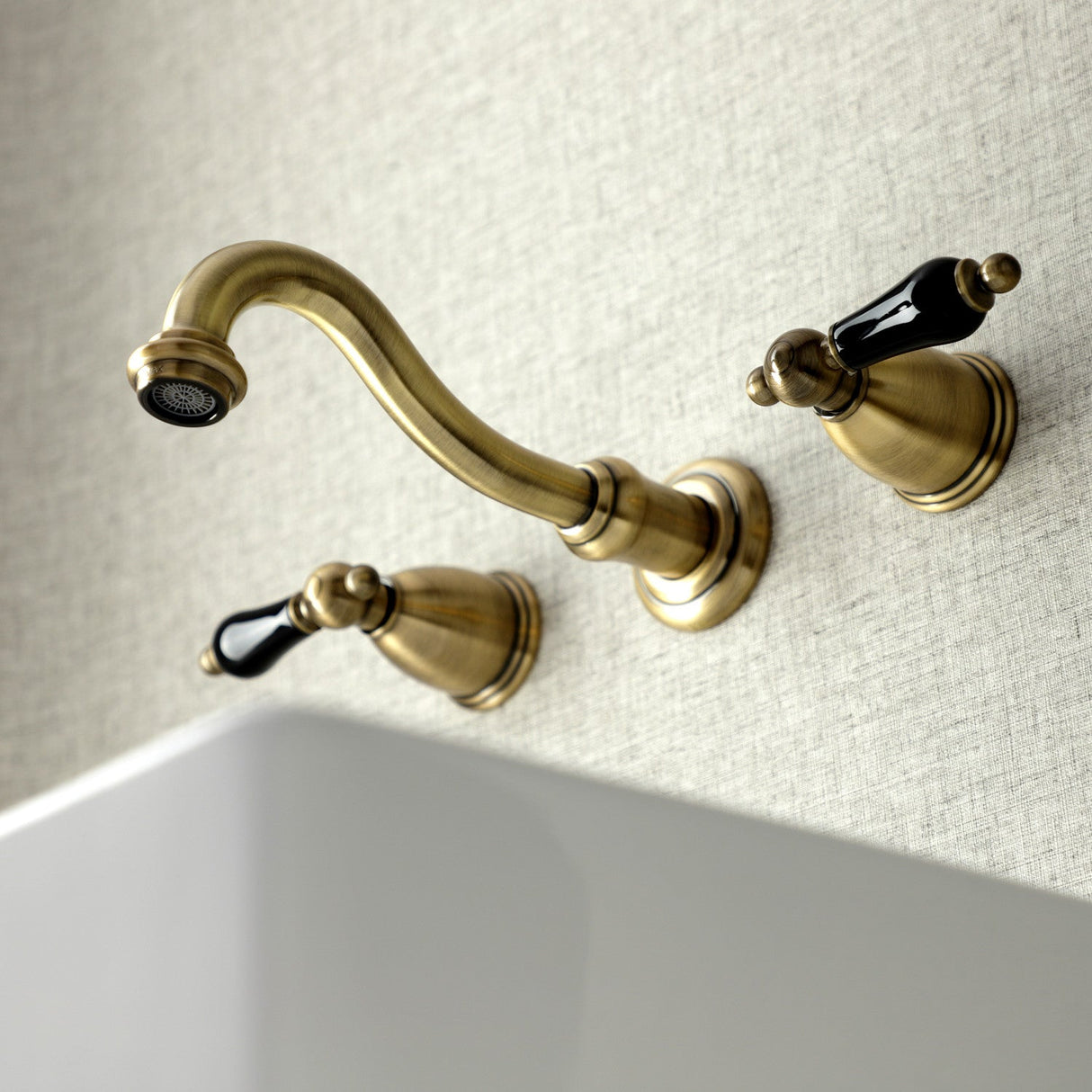 Duchess KS3123PKL Two-Handle Wall Mount Bathroom Faucet, Antique Brass