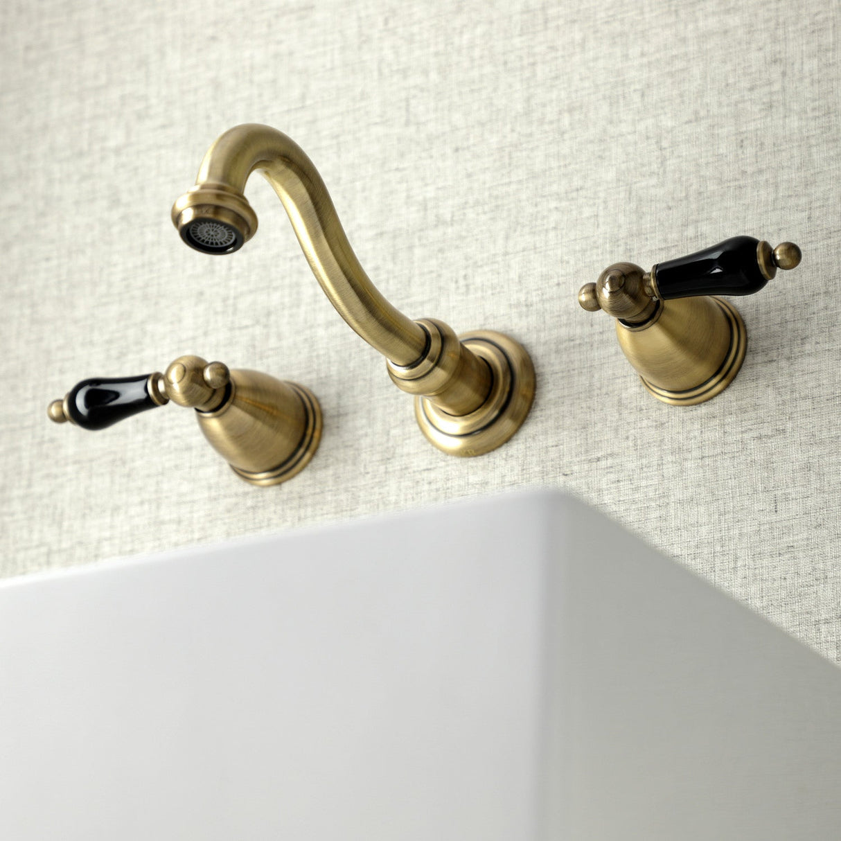 Duchess KS3123PKL Two-Handle Wall Mount Bathroom Faucet, Antique Brass