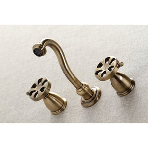 Belknap KS3123RX Two-Handle 3-Hole Wall Mount Bathroom Faucet, Antique Brass