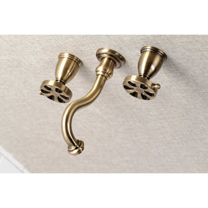 Belknap KS3123RX Two-Handle 3-Hole Wall Mount Bathroom Faucet, Antique Brass
