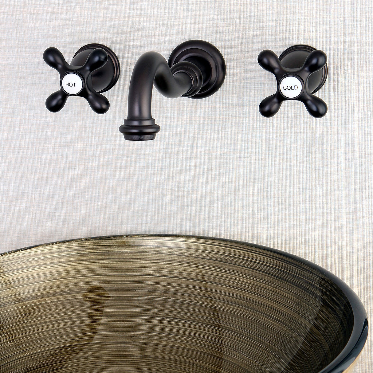 Vintage KS3125AX Two-Handle 3-Hole Wall Mount Bathroom Faucet, Oil Rubbed Bronze
