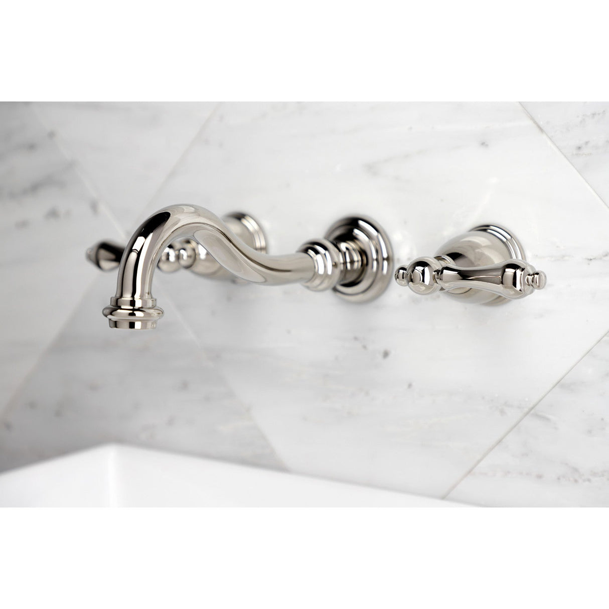 Vintage KS3126AL Two-Handle 3-Hole Wall Mount Bathroom Faucet, Polished Nickel