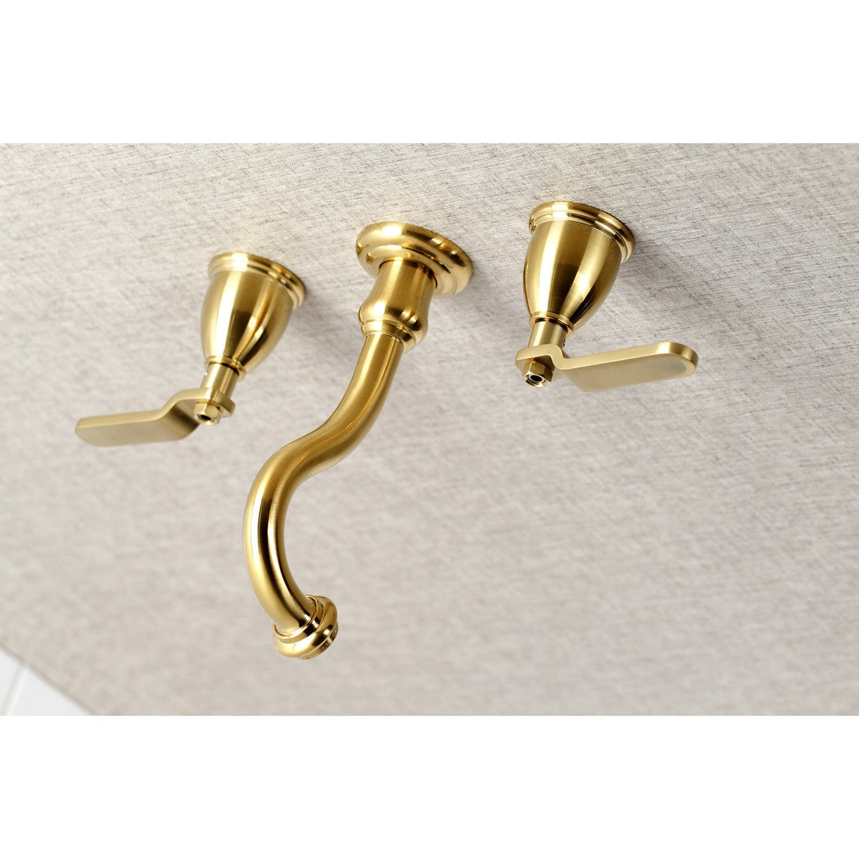 Whitaker KS3127KL Two-Handle 3-Hole Wall Mount Bathroom Faucet, Brushed Brass
