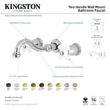 Vintage KS3127PX Two-Handle 3-Hole Wall Mount Bathroom Faucet, Brushed Brass