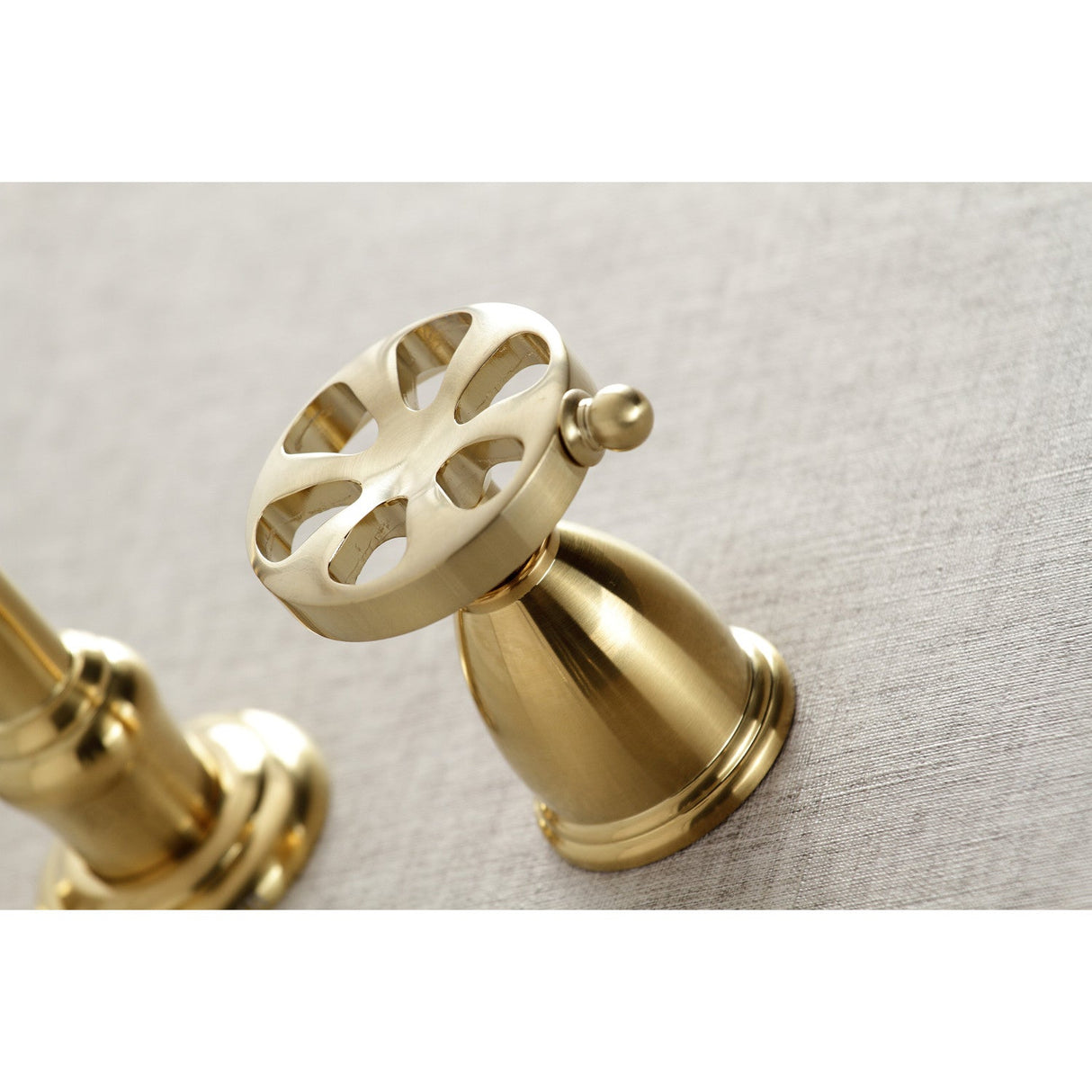 Belknap KS3127RX Two-Handle 3-Hole Wall Mount Bathroom Faucet, Brushed Brass