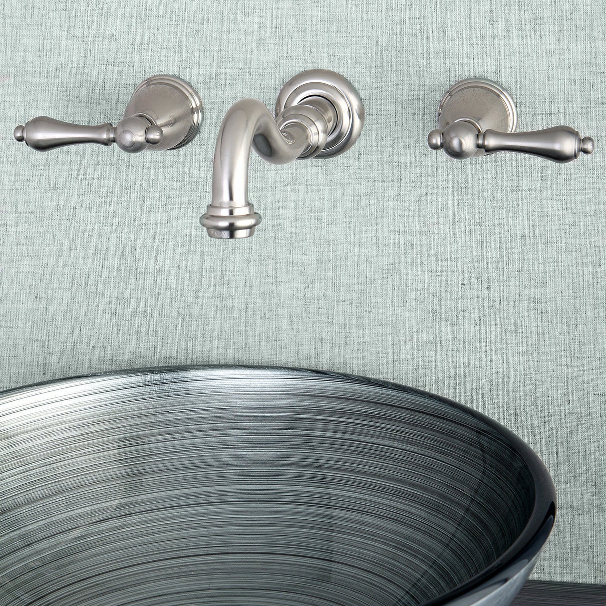 Vintage KS3128AL Two-Handle 3-Hole Wall Mount Bathroom Faucet, Brushed Nickel