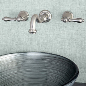 Vintage KS3128AL Two-Handle 3-Hole Wall Mount Bathroom Faucet, Brushed Nickel