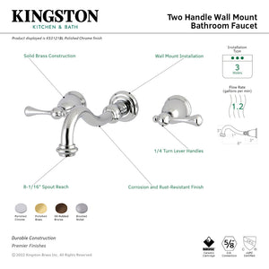 Vintage KS3128BL Two-Handle 3-Hole Wall Mount Bathroom Faucet, Brushed Nickel