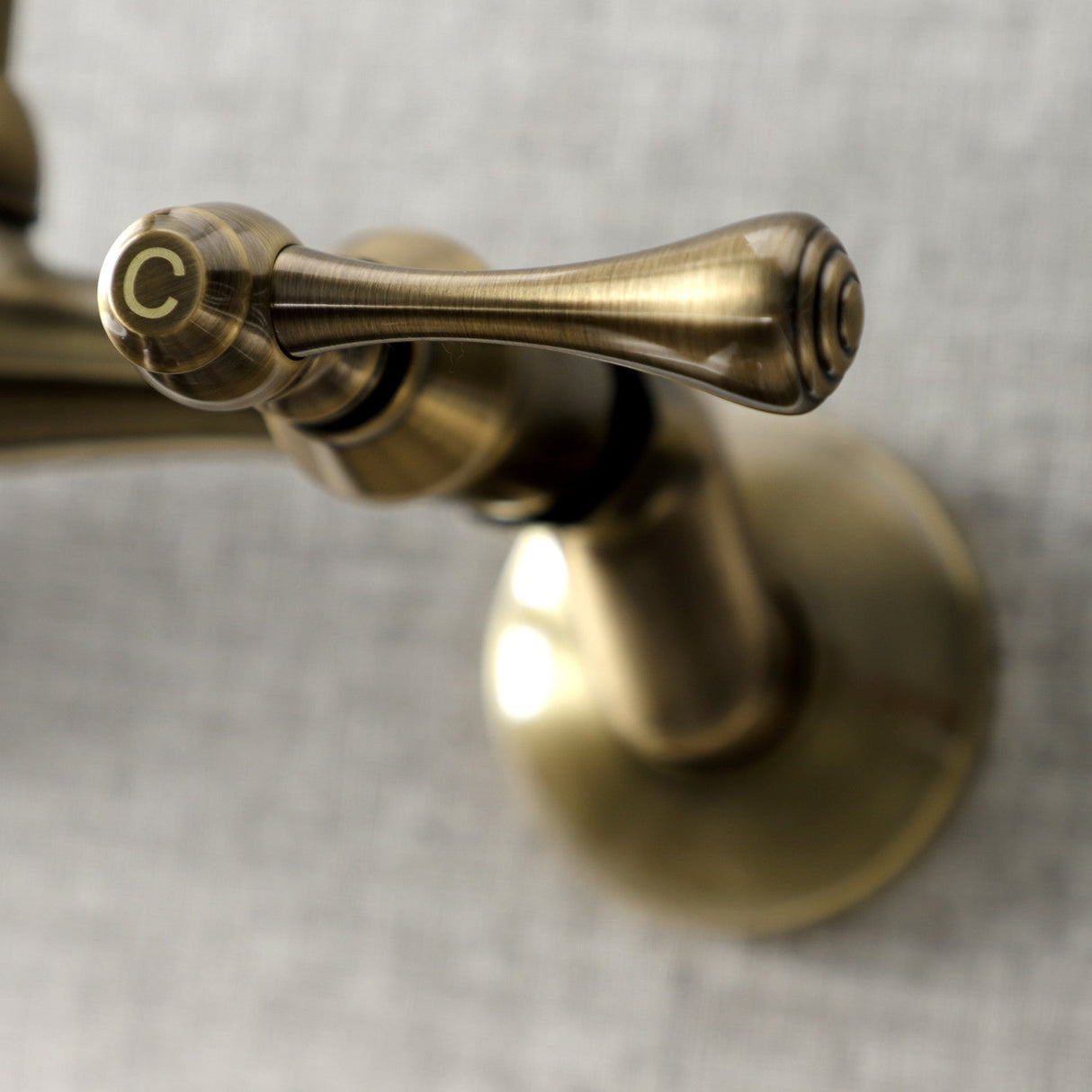 Kingston KS313AB Two-Handle 2-Hole Wall Mount Kitchen Faucet, Antique Brass