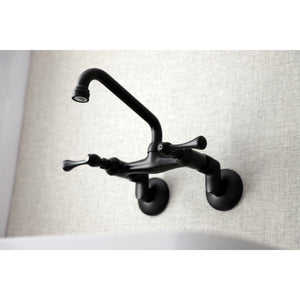 Kingston KS313MB Two-Handle 2-Hole Wall Mount Kitchen Faucet, Matte Black