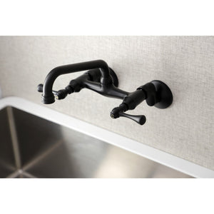 Kingston KS313MB Two-Handle 2-Hole Wall Mount Kitchen Faucet, Matte Black
